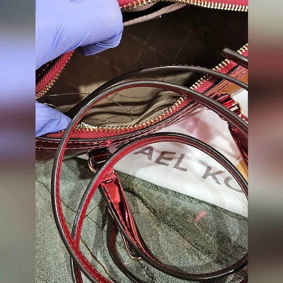 Michael Kors Mini Mirror Finish Red Satchel/ Crossbody NWT - Picture 13 of 13